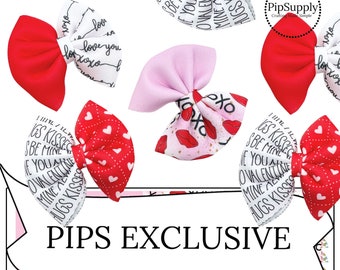 Hugs & Kisses Pinch Neoprene Hair Bows - DIY Hand Cut Valentine's Day Hair Bows - Valentine's Day Pinched Hair Bow - Neoprene Bows