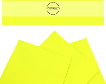 Faux Leather - Neon Yellow - Solid Smooth Faux Leather Sheets - Bright Yellow Solid Faux Leather - Faux Leather Roll - Solid Faux Leather