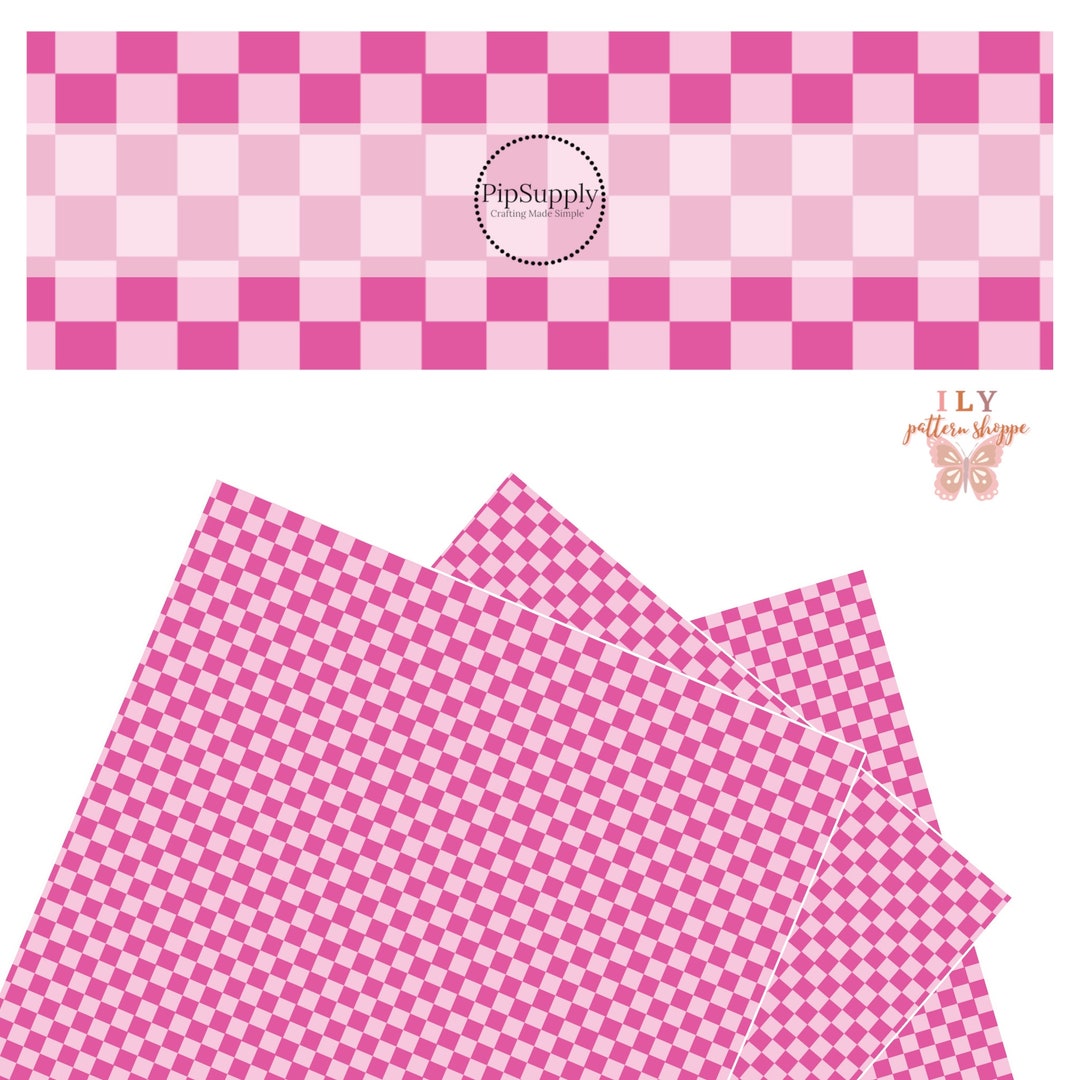 Faux Leather Groovy Checkered Pink Checkered Faux Leather Sheets ...