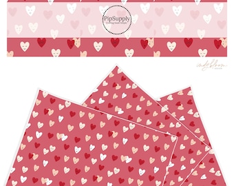 Indy Bloom - Blushing Hearts Dark - Heart Pattern Faux Leather Craft Sheet - Valentine Faux Leather - Custom Faux Leather Roll