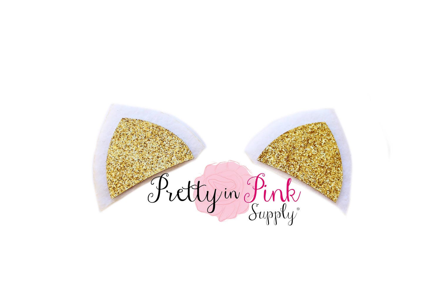 White Felt with Gold Glitter Center Unicorn Ears-DIY Supply-Party - B…