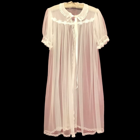 1960s Sheer White Boudoir Dressing Gown - Gem