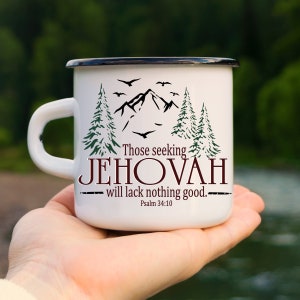Free Shipping -  Enamel Mug, JW Gifts, Jw Mugs, JW Baptism Gift, Elder Appreciation, Pioneer Gifts, Outdoor Mug