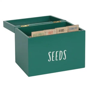 Maitys Seed Storage Box with Lid Garden Seed Packet Storage Organizer  Decorative Seed Box with Dividers Seed Container with 100 Plant Labels 50  Seed