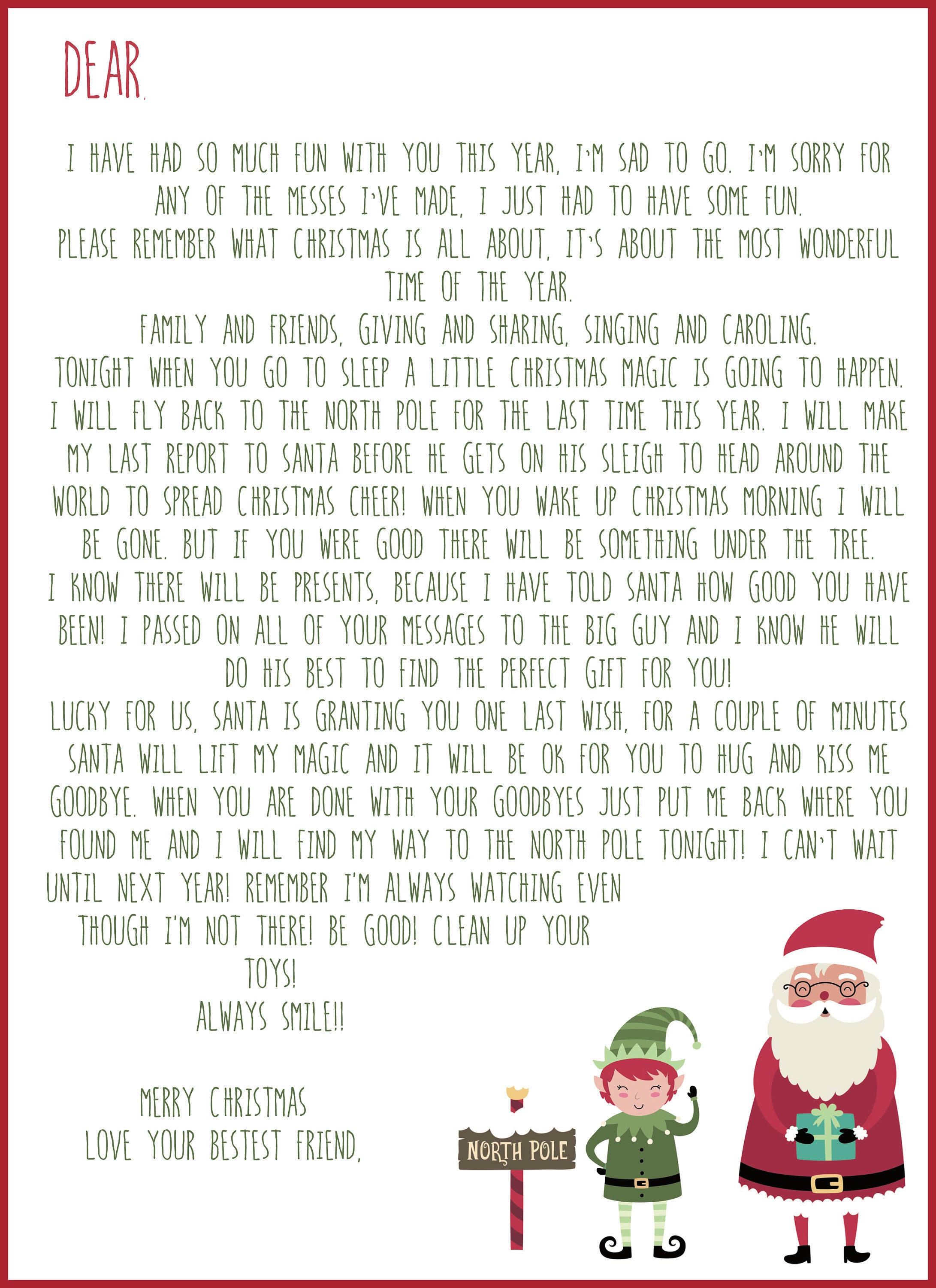 Elf Shelf Printable Notes Includes Welcome & Goodbye