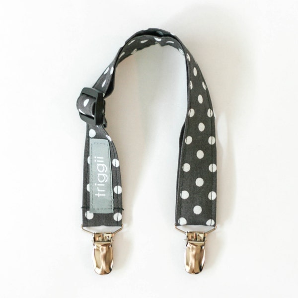 Adjustable Nursing & Bib Clip- Charcoal Dot, Ready-to-Ship