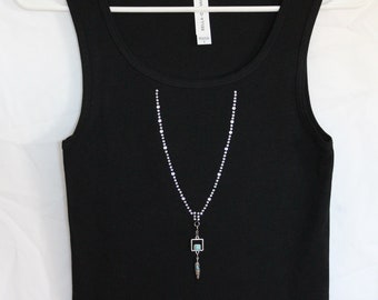 Western Rhinestone Women's Necklace Tank Top With & Square Tourquoise And Feather Charm  Or Choose A Charm From The 2nd Picture   Tank Top