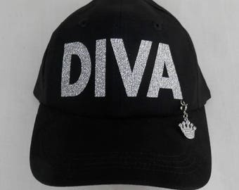 Diva Baseball Hat Womens Glitter Cap It Comes With A Removable Rhinestone Crown Charm Mom Grandmother Beauty Queen Diva, Parade Queen