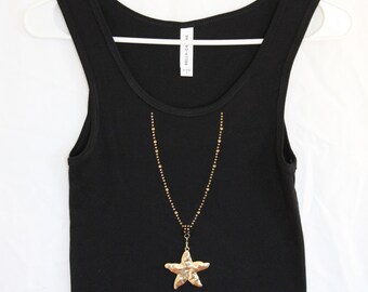 Gold Rhinestone Necklace Tank Top, With A Rhinestone Star Charm  Only One Left