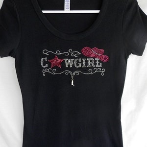 Cowgirl Womens Rhinestone T Shirt.   It Comes With A Removable Boot Charm.  Western Shirts.  Cowgirl Shirts
