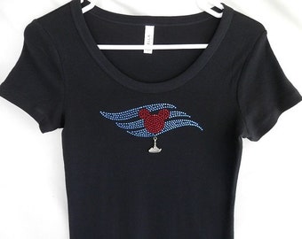 Disney Cruise Womens Rhinestone T Shirt.  It Comes With A Removable Cruise Ship Charm Or Choose A Charm From The 2nd Picture