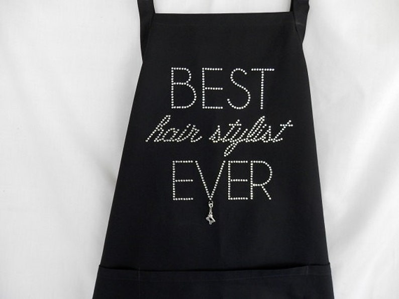 Rhinestone Apron Best Hair Stylist Ever With A Removable Blow Etsy