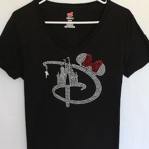 D For Disney Women&#39;s Rhinestone T-Shirt.  It Comes With A Removable Tink Charm Or Choose A Charm From The 2nd/3rd Pic.  Disney Bling Shirts