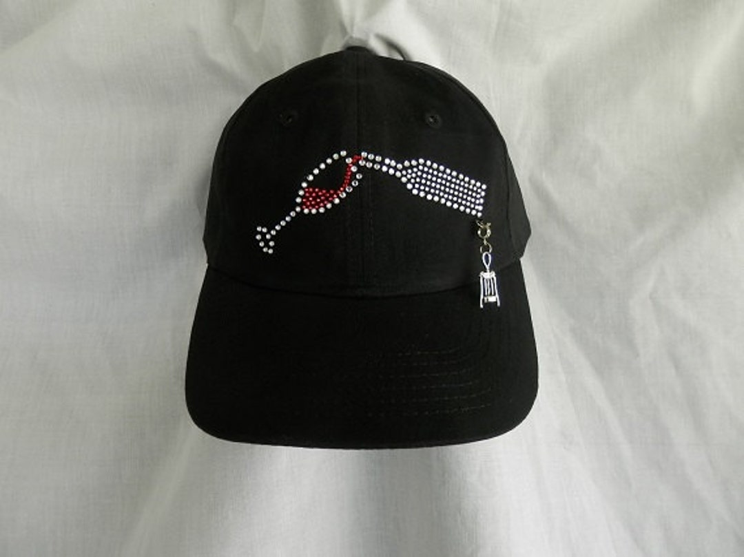 WINE A LITTLE LAUGH LOT SPECIALTY BASEBALL HAT ADJ BOUTIQUE NEW Swarovski detail NEW - Shedid co main image 4