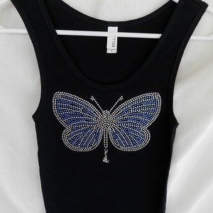 Butterfly Womens Rhinestone Tank Top.   It Comes With a Removable Rose Charm Or Choose A Charm From The Sec Pic Gardener Shirts