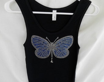 Butterfly Womens Rhinestone Tank Top.   It Comes With a Removable Rose Charm Or Choose A Charm From The Sec Pic Gardener Shirts