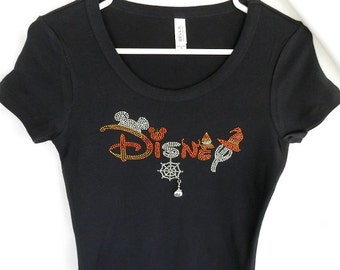 Disney Halloween Rhinestone Womens T-Shirt.  It Comes With A Removable Pumpkin Charm Or Choose A Charm From The 2nd Picture Disney Shirts