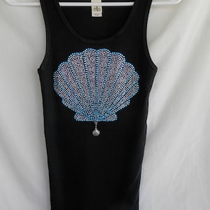 Womens Rhinestone Shell Tank Top   It Comes With A Removable Shell Charm  Beach Shirts   Resort Shirts Shell Shirts
