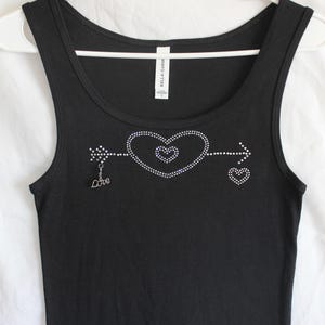 Heart With Arrow Women&#39;s Rhinestone Tank Top  It Comes With A Removable Love Charm Or Choose A Charm From The 2nd Pic  Valentine&#39;s Day Top