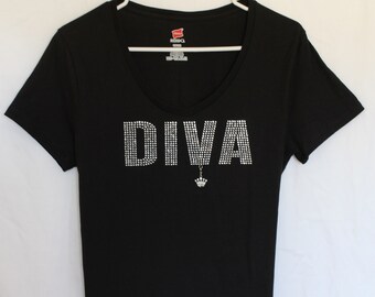 Diva Rhinestone T-Shirt with Removable Crown Charm