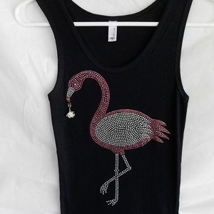 Pink Flamingo Womens Rhinestone Tank Top. It Comes With A Removable Fish Charm Or Choose A Charm From The 2nd Picture