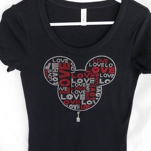 Mickey Disney Womens Love Love Love T Shirt.  It Comes With A Removable Castle Charm Or Choose A Charm From The 2nd Picture.  Disney Shirts