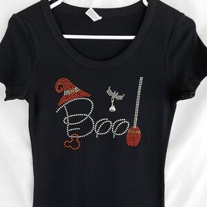 Disney Halloween Womens Rhinestone Boo T Shirt.  It Comes With A Removable Pumpkin Charm Or Choose A Charm From The 2nd Picture