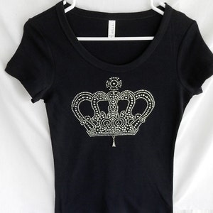 Crown Rhinestone Women's T-Shirt It Comes With A Removable Initial Charm Choose Your Initial From The 2nd Pic Princess Queen Diva Pageant