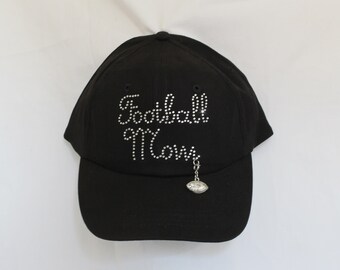 Football Mom Rhinestone Hat with Removable Charm