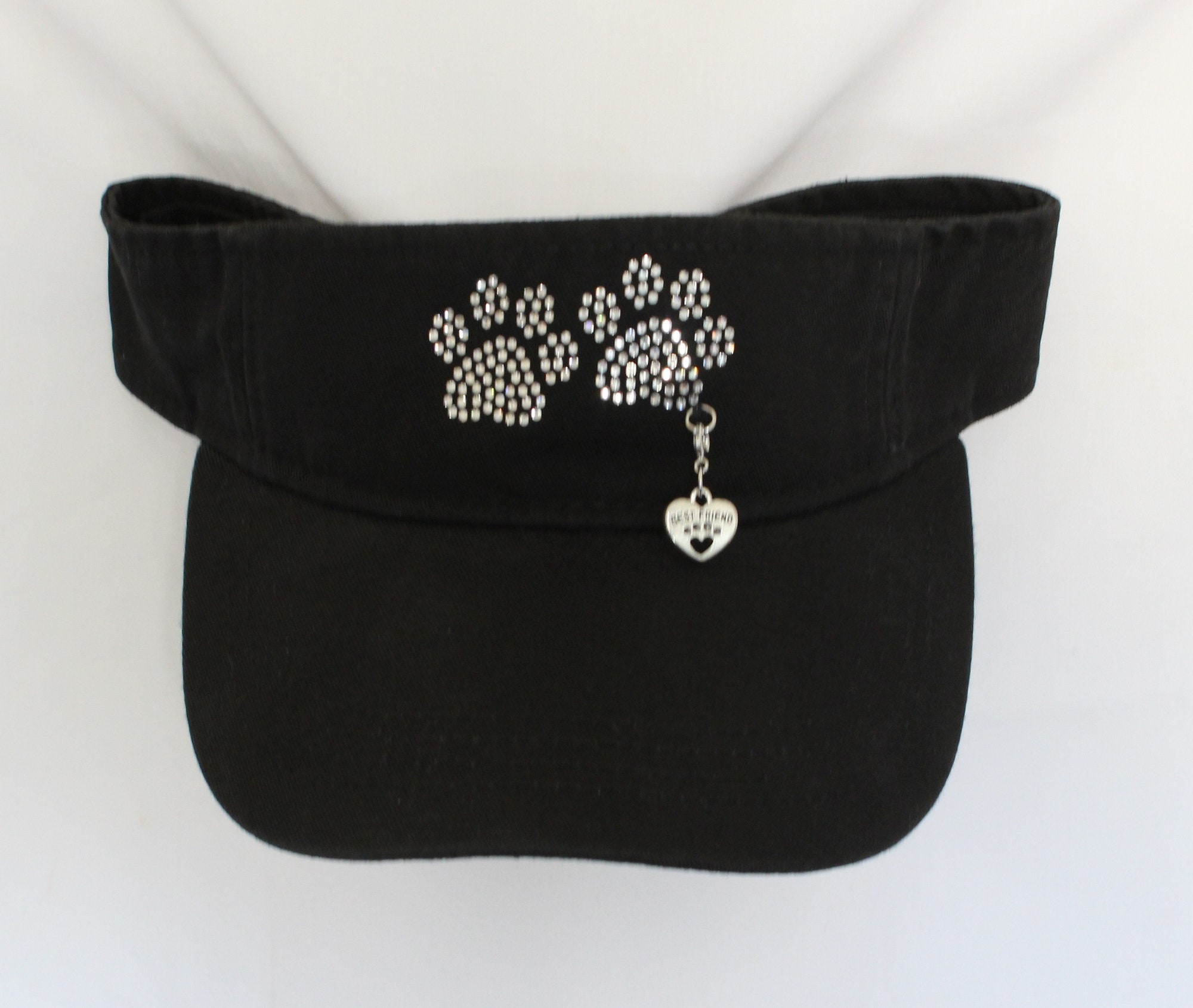 Elegant Black Rhinestone Sun Visor and Pouch Set Rhinestone Visor | Snogo Straws main image 2