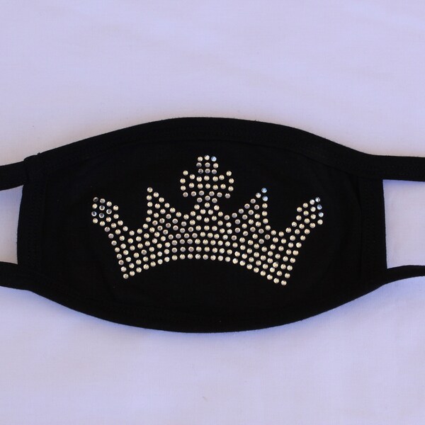 Crown Face Mask,  Rhinestone Clear Or Red Crown Face Cover,  2 PLY Comfortable Mask