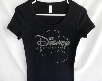 Disney Princess Womens Rhinestone T-Shirt.  It Comes With A Removable Magic Wand Charm Or Choose A Charm From The 2nd Picture