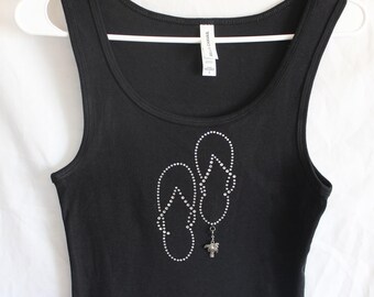 Flip Flops Womens Rhinestone Tank Top   It Comes With A Removable Palm Tree Charm Or Choose A Charm From The 2nd Pic  Florida  Palm Springs