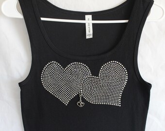 Double Heart Rhinestone Women's Tank Top.  It Comes With A Removable Double Heart Charm Or Choose A Charm From The 2nd Pic. Bride Tank Top