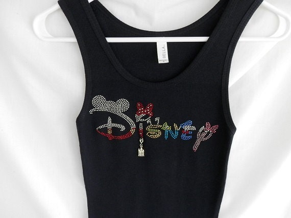 Disney Character Rhinestone Womens Tank Top. It Comes With A Removable  Castle Charm or Choose A Charms From the 2nd Picture Bling Shirts 