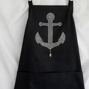 Rhinestone Anchor Apron.   It Comes With A Removable Shell Charm Or Choose A Charm From The Second Picture.  Beach Nautical Apron.
