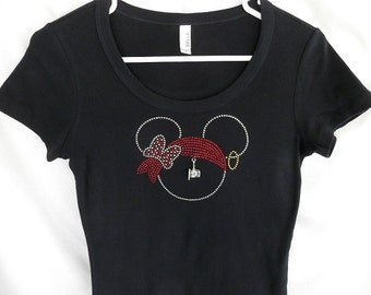 Minnie Pirate Womens Rhinestone T Shirt 