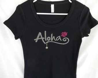 Aloha Rhinestone T-Shirt with Removable Sun Charm