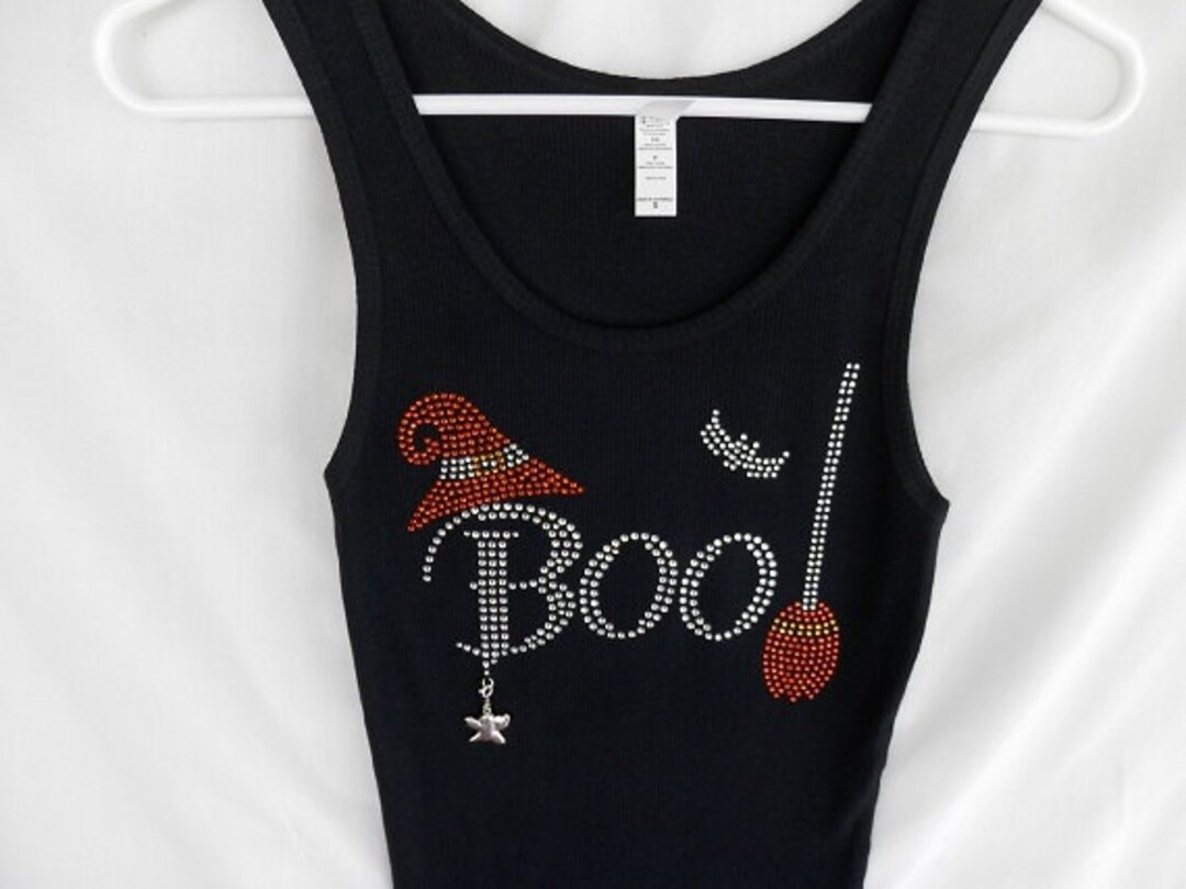 Rhinestone Boo Halloween Boo Womens Rhinestone Tank Top. It Comes With A Removable ...