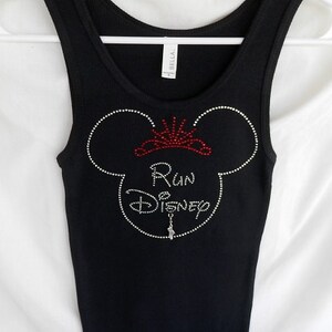 Run Disney Minnie Rhinestone Womens Tank Top.  It Comes With A Removable Running Shoe Charm Or Choose A Charm From The 2nd Picture