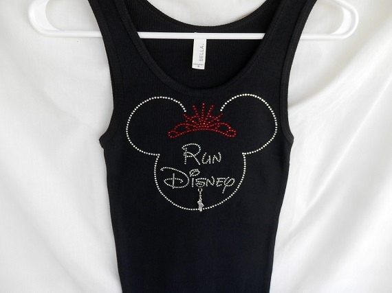 Run Disney Minnie Rhinestone Womens Tank Top.  It Comes With A Removable Running Shoe Charm Or Choose A Charm From The 2nd Picture