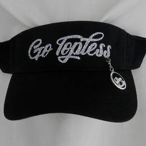 Go Topless Visor It Comes With A Removable Off Road Vehicle Climbing Up A Rock Charm Off Road Rubicon Wrangler Women's Glitter Visor