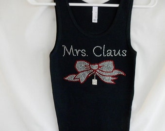 Rhinestone Mrs. Claus Womens Tank Top   It Comes With A Removable Dec 25th Charm Or Choose Another Charm From The 2nd Picture  Xmas Tank Top