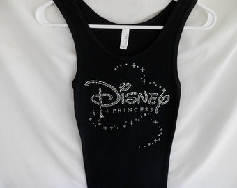 Disney Princess Women's Rhinestone Tank Top.  It Comes With A Removable Magic Wand Charm Or Choose A Charm From The 2nd Pic.  Disney Shirts