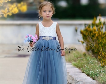 Flower Girl Dress, Lace flower girl dress, tulle flower girl dress, ivory flower girl dress, flower girl dresses, blue flower girl, tulle