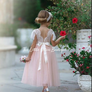 tulle flower girl dress, rustic lace flower girl dresses, bohemian flower girl dresses, boho flower girl dress, ivory flower girl dress