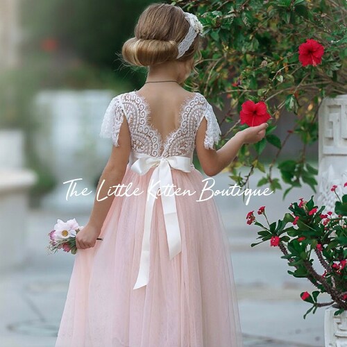 Tulle Flower Girl Dress Rustic Lace Flower Girl Dresses - Etsy