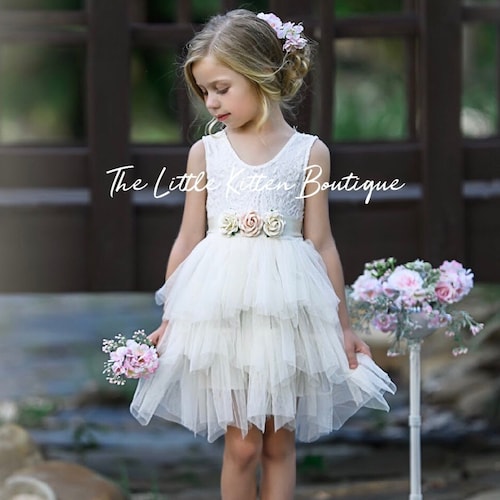 Tulle Flower Girl Dress Ivory Flower Girl Dress White Lace - Etsy Australia