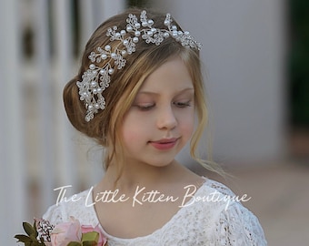 Bandeau de cristal, coiffure de cristal, coiffure de mariage, fille de fleur, accessoires de cheveux de fille de fleur, accessoires de cheveux de mariage, bandeau