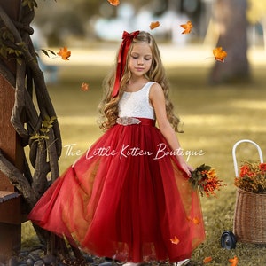 Burnt Orange Flower Girl Dress, Rust Flower Girl Dress, Rustic lace flower girl dress, Boho Flower Girl Dress, Toddler dress, Girls Dress image 2